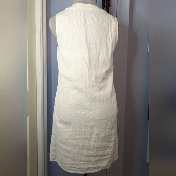 Athena Marie szS linen blend sleeveless embroidered white shift dress EUC - Picture 7 of 7